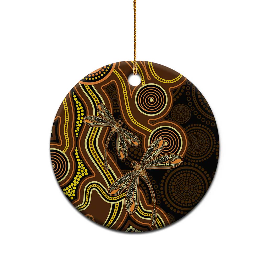 Orange Indigenous Dragonfly Australia Ceramic Ornament Aboriginal Art - Aussie Hoodie