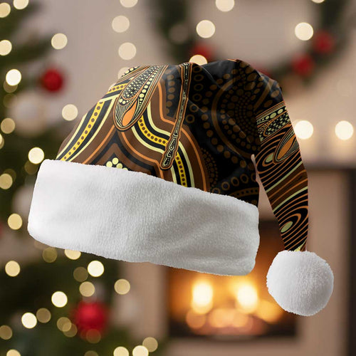 Orange Indigenous Dragonfly Australia Christmas Santa Hat Aboriginal Art - Aussie Hoodie
