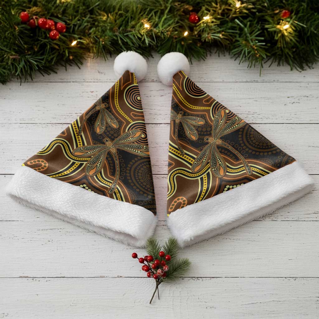 Orange Indigenous Dragonfly Australia Christmas Santa Hat Aboriginal Art - Aussie Hoodie