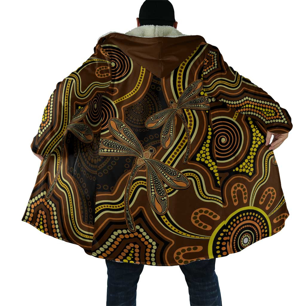 Orange Indigenous Dragonfly Australia Cloak Aboriginal Art - Aussie Hoodie