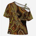 Orange Indigenous Dragonfly Australia Cross Shoulder Shirt Aboriginal Art - Aussie Hoodie