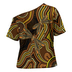 Orange Indigenous Dragonfly Australia Cross Shoulder Shirt Aboriginal Art - Aussie Hoodie