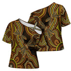Orange Indigenous Dragonfly Australia Cross Shoulder Shirt Aboriginal Art - Aussie Hoodie