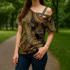 Orange Indigenous Dragonfly Australia Cross Shoulder Shirt Aboriginal Art - Aussie Hoodie