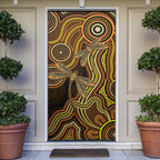 Orange Indigenous Dragonfly Australia Door Cover Aboriginal Art - Aussie Hoodie