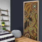 Orange Indigenous Dragonfly Australia Door Cover Aboriginal Art - Aussie Hoodie