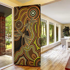 Orange Indigenous Dragonfly Australia Door Cover Aboriginal Art - Aussie Hoodie