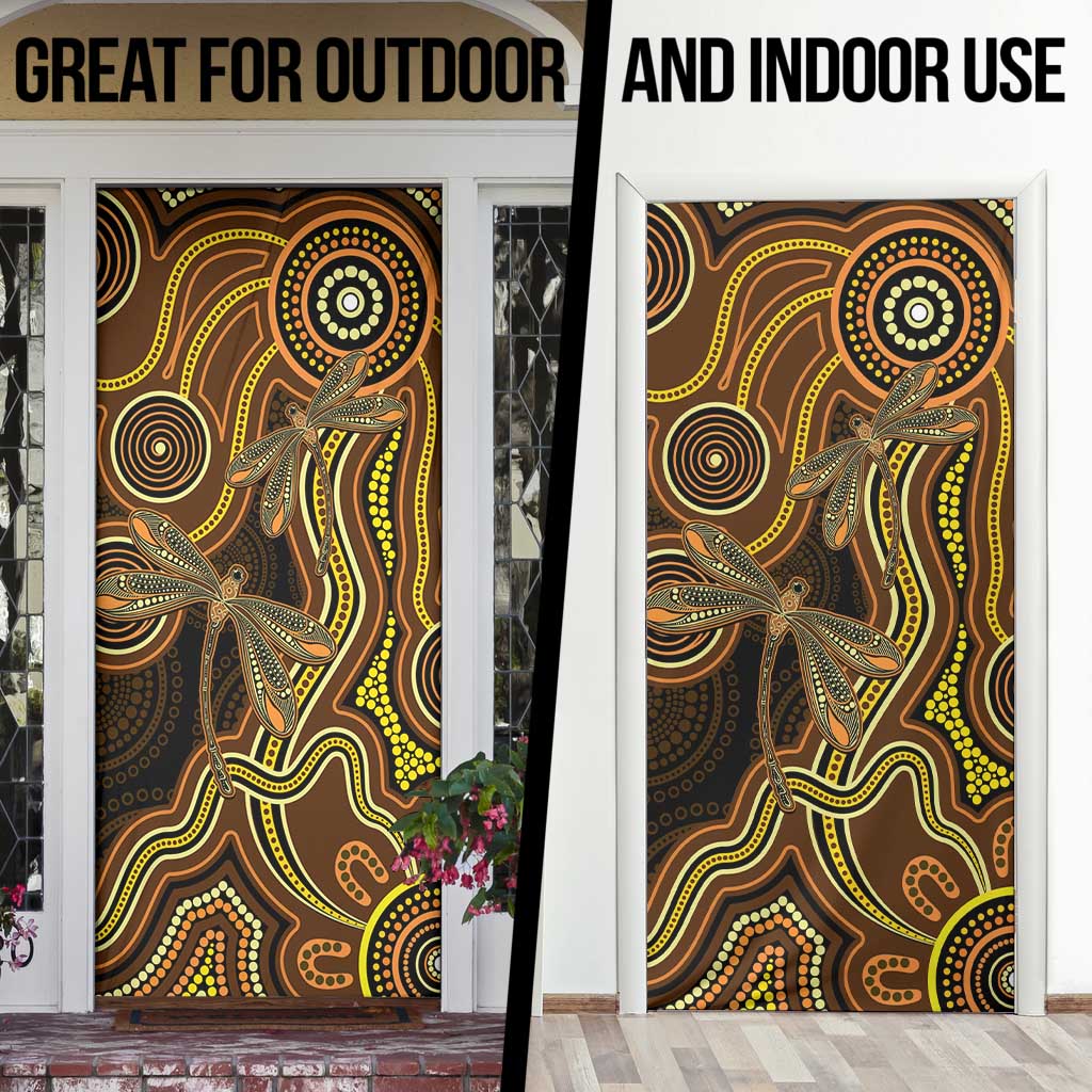Orange Indigenous Dragonfly Australia Door Cover Aboriginal Art - Aussie Hoodie