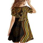 Orange Indigenous Dragonfly Australia Family Matching Long Sleeve Bodycon Dress and Hawaiian Shirt Aboriginal Art - Aussie Hoodie
