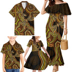 Orange Indigenous Dragonfly Australia Family Matching Mermaid Dress and Hawaiian Shirt Aboriginal Art - Aussie Hoodie
