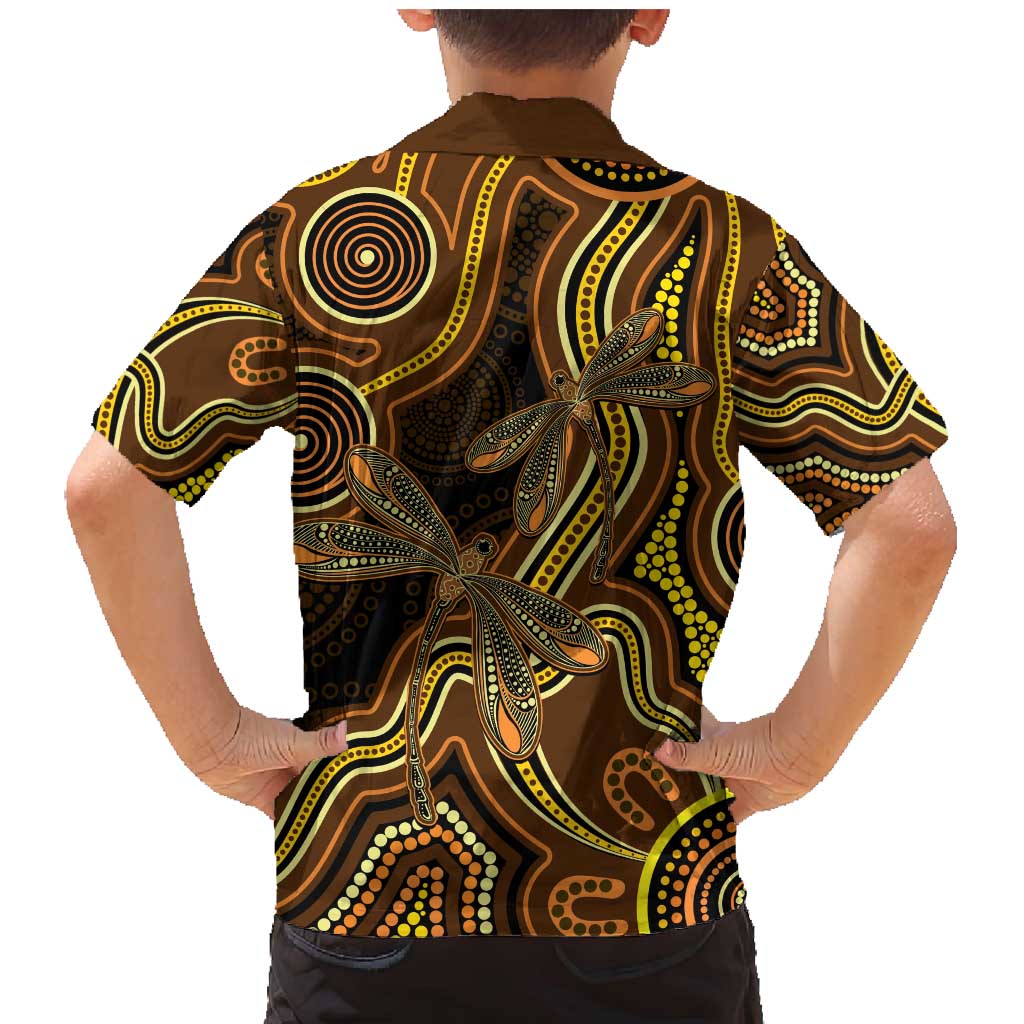 Orange Indigenous Dragonfly Australia Family Matching Mermaid Dress and Hawaiian Shirt Aboriginal Art - Aussie Hoodie