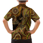 Orange Indigenous Dragonfly Australia Family Matching Mermaid Dress and Hawaiian Shirt Aboriginal Art - Aussie Hoodie