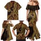 Orange Indigenous Dragonfly Australia Family Matching Mermaid Dress and Hawaiian Shirt Aboriginal Art - Aussie Hoodie