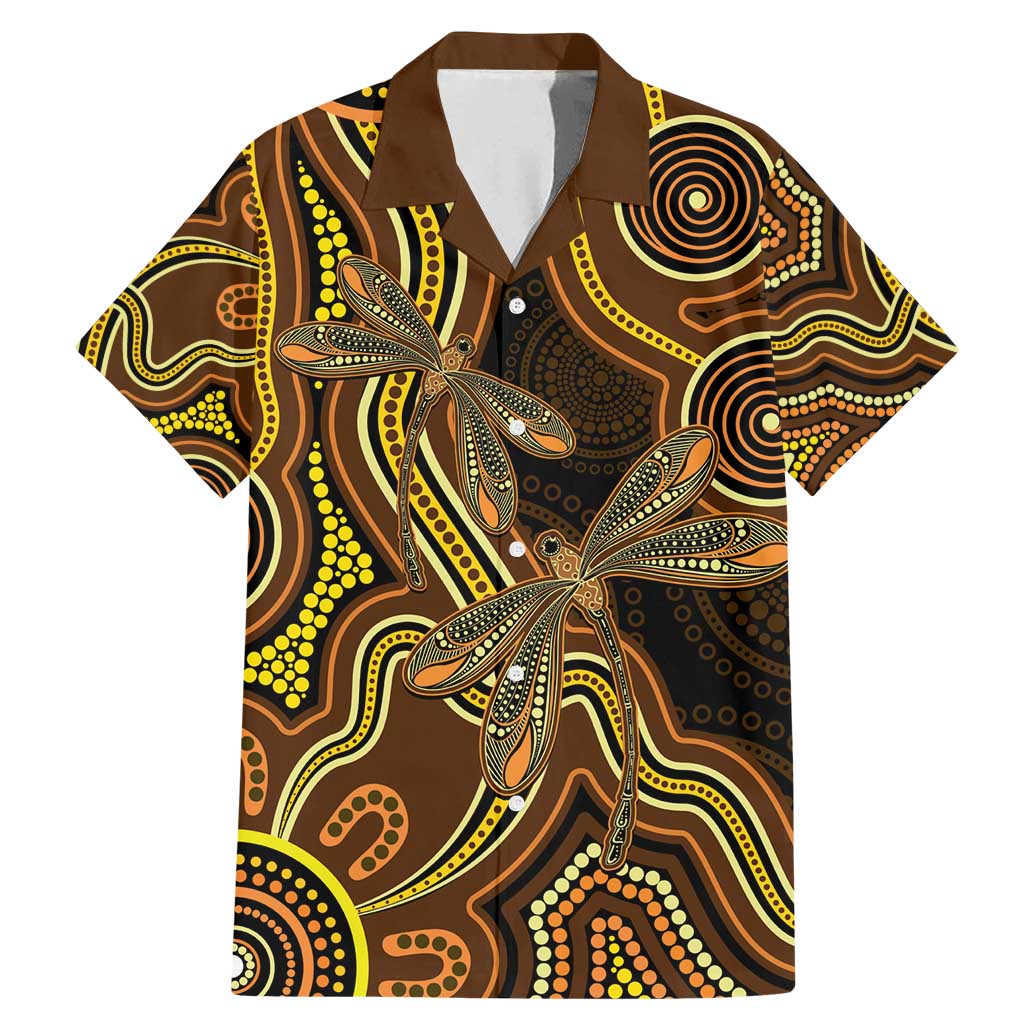 Orange Indigenous Dragonfly Australia Family Matching Mermaid Dress and Hawaiian Shirt Aboriginal Art - Aussie Hoodie