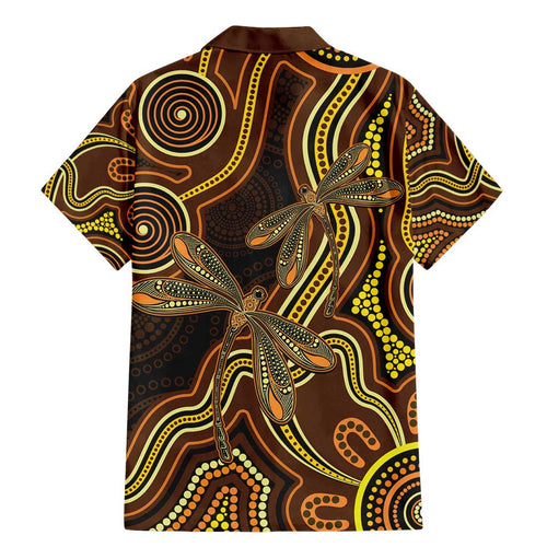 Orange Indigenous Dragonfly Australia Family Matching Mermaid Dress and Hawaiian Shirt Aboriginal Art - Aussie Hoodie