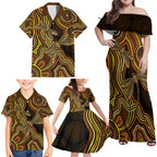 Orange Indigenous Dragonfly Australia Family Matching Off Shoulder Maxi Dress and Hawaiian Shirt Aboriginal Art - Aussie Hoodie