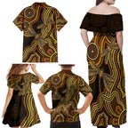 Orange Indigenous Dragonfly Australia Family Matching Off Shoulder Maxi Dress and Hawaiian Shirt Aboriginal Art - Aussie Hoodie