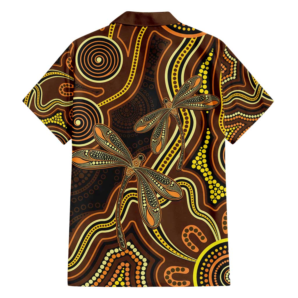 Orange Indigenous Dragonfly Australia Family Matching Off Shoulder Maxi Dress and Hawaiian Shirt Aboriginal Art - Aussie Hoodie