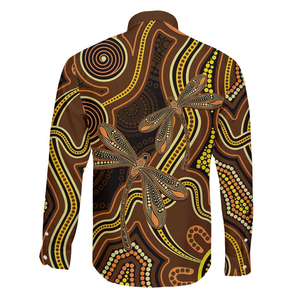 Orange Indigenous Dragonfly Australia Family Matching Off Shoulder Maxi Dress and Hawaiian Shirt Aboriginal Art - Aussie Hoodie