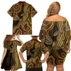 Orange Indigenous Dragonfly Australia Family Matching Off Shoulder Short Dress and Hawaiian Shirt Aboriginal Art - Aussie Hoodie