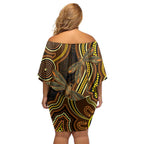 Orange Indigenous Dragonfly Australia Family Matching Off Shoulder Short Dress and Hawaiian Shirt Aboriginal Art - Aussie Hoodie