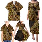 Orange Indigenous Dragonfly Australia Family Matching Puletasi and Hawaiian Shirt Aboriginal Art - Aussie Hoodie