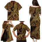 Orange Indigenous Dragonfly Australia Family Matching Puletasi and Hawaiian Shirt Aboriginal Art - Aussie Hoodie