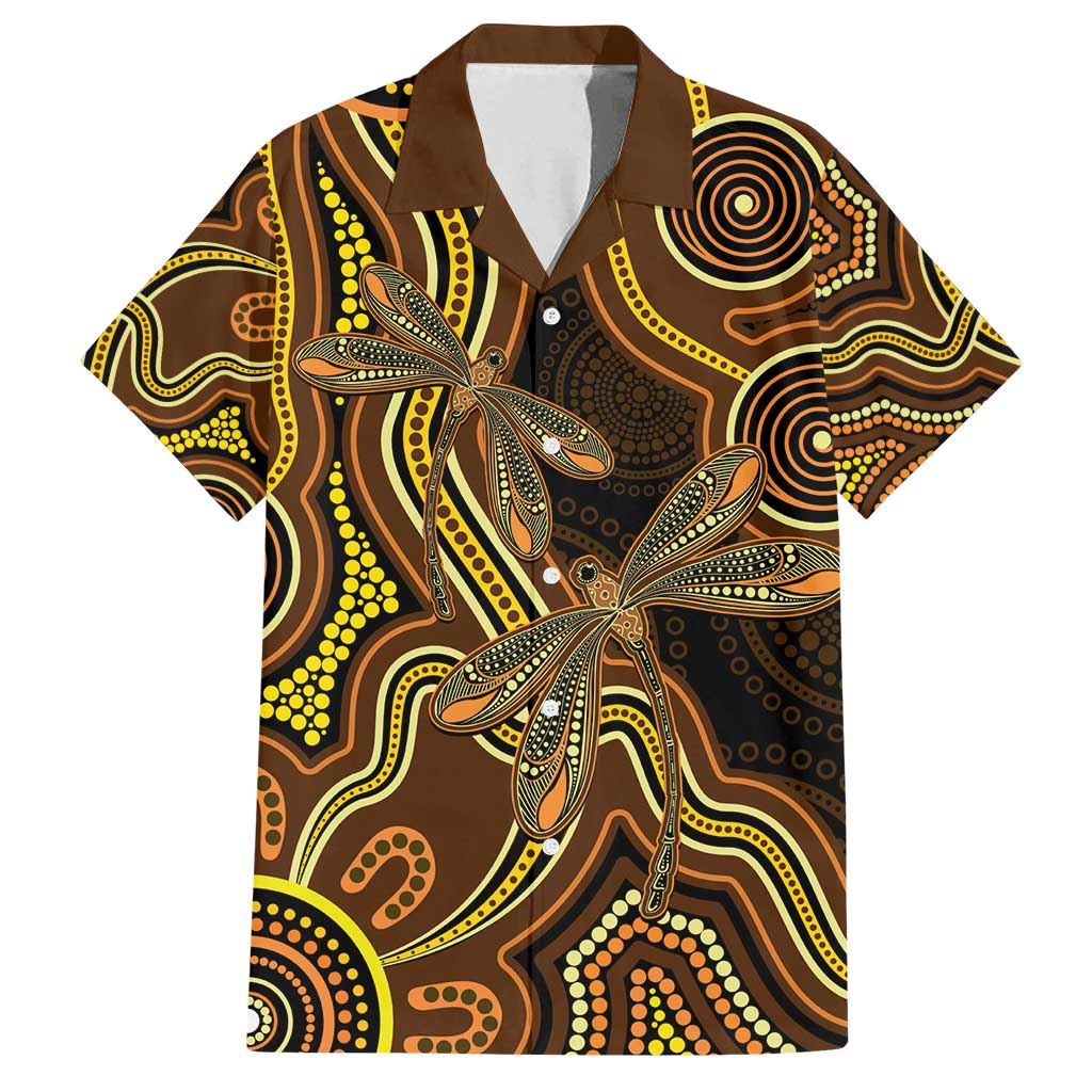 Orange Indigenous Dragonfly Australia Family Matching Puletasi and Hawaiian Shirt Aboriginal Art - Aussie Hoodie