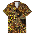 Orange Indigenous Dragonfly Australia Family Matching Short Sleeve Bodycon Dress and Hawaiian Shirt Aboriginal Art - Aussie Hoodie