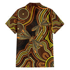 Orange Indigenous Dragonfly Australia Family Matching Short Sleeve Bodycon Dress and Hawaiian Shirt Aboriginal Art - Aussie Hoodie