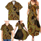 Orange Indigenous Dragonfly Australia Family Matching Summer Maxi Dress and Hawaiian Shirt Aboriginal Art - Aussie Hoodie