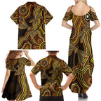 Orange Indigenous Dragonfly Australia Family Matching Summer Maxi Dress and Hawaiian Shirt Aboriginal Art - Aussie Hoodie