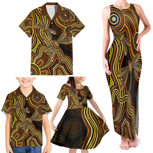 Orange Indigenous Dragonfly Australia Family Matching Tank Maxi Dress and Hawaiian Shirt Aboriginal Art - Aussie Hoodie