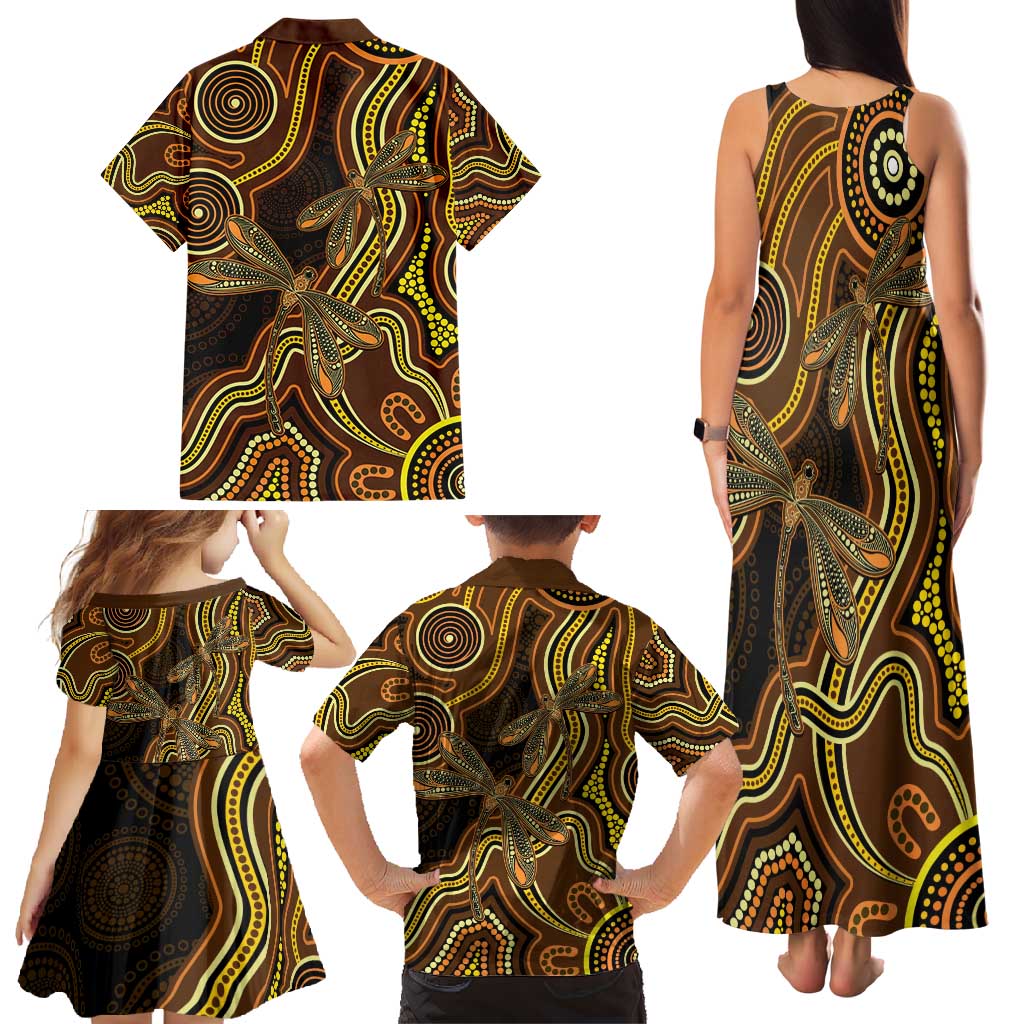 Orange Indigenous Dragonfly Australia Family Matching Tank Maxi Dress and Hawaiian Shirt Aboriginal Art - Aussie Hoodie