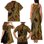 Orange Indigenous Dragonfly Australia Family Matching Tank Maxi Dress and Hawaiian Shirt Aboriginal Art - Aussie Hoodie