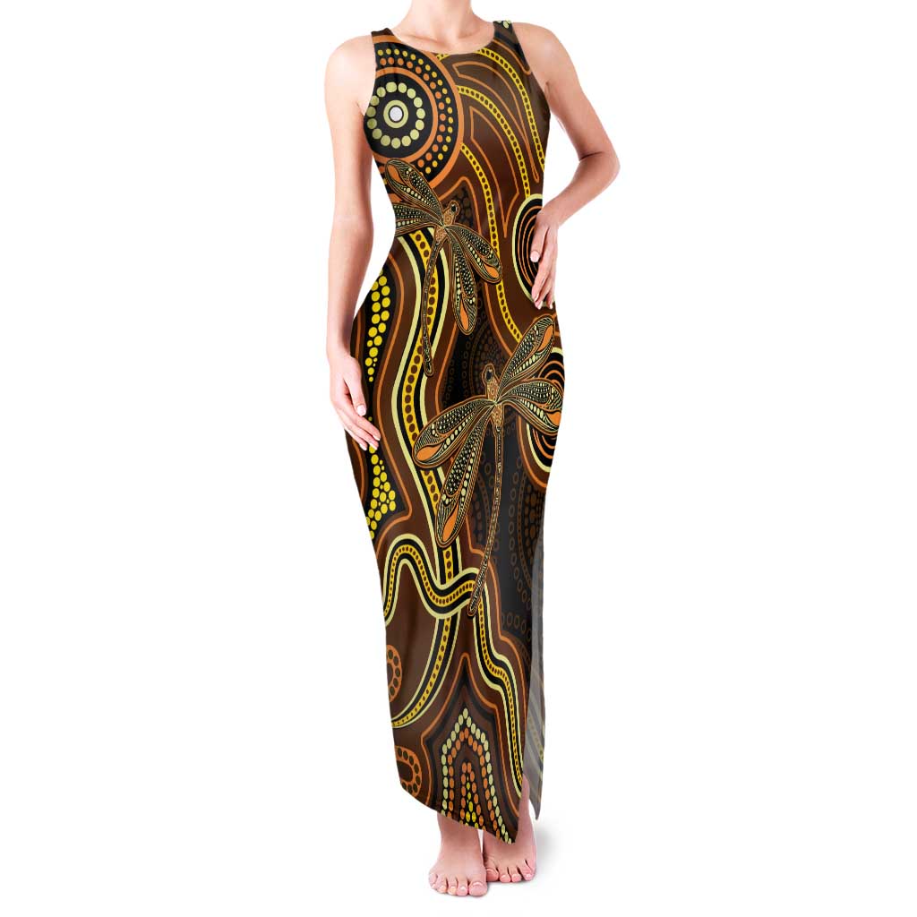 Orange Indigenous Dragonfly Australia Family Matching Tank Maxi Dress and Hawaiian Shirt Aboriginal Art - Aussie Hoodie