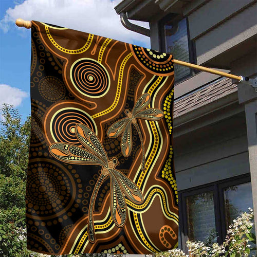 Orange Indigenous Dragonfly Australia Garden Flag Aboriginal Art - Aussie Hoodie