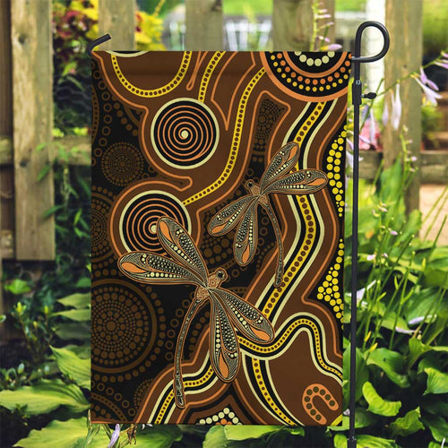 Orange Indigenous Dragonfly Australia Garden Flag Aboriginal Art - Aussie Hoodie