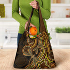 Orange Indigenous Dragonfly Australia Grocery Bag Aboriginal Art - Aussie Hoodie