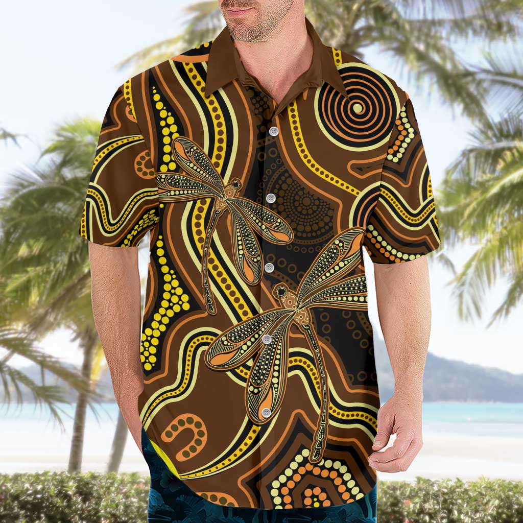 Orange Indigenous Dragonfly Australia Hawaiian Shirt Aboriginal Art - Aussie Hoodie