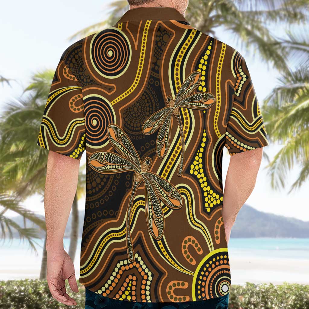 Orange Indigenous Dragonfly Australia Hawaiian Shirt Aboriginal Art - Aussie Hoodie