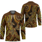 Orange Indigenous Dragonfly Australia Hockey Jersey Aboriginal Art - Aussie Hoodie