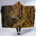 Orange Indigenous Dragonfly Australia Hooded Blanket Aboriginal Art - Aussie Hoodie