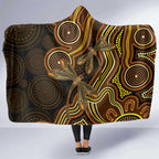Orange Indigenous Dragonfly Australia Hooded Blanket Aboriginal Art - Aussie Hoodie