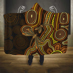 Orange Indigenous Dragonfly Australia Hooded Blanket Aboriginal Art - Aussie Hoodie