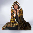 Orange Indigenous Dragonfly Australia Hooded Blanket Aboriginal Art - Aussie Hoodie