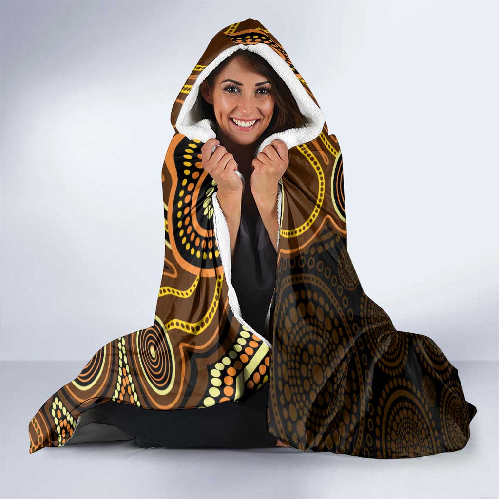 Orange Indigenous Dragonfly Australia Hooded Blanket Aboriginal Art - Aussie Hoodie