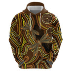 Orange Indigenous Dragonfly Australia Hoodie Aboriginal Art - Aussie Hoodie