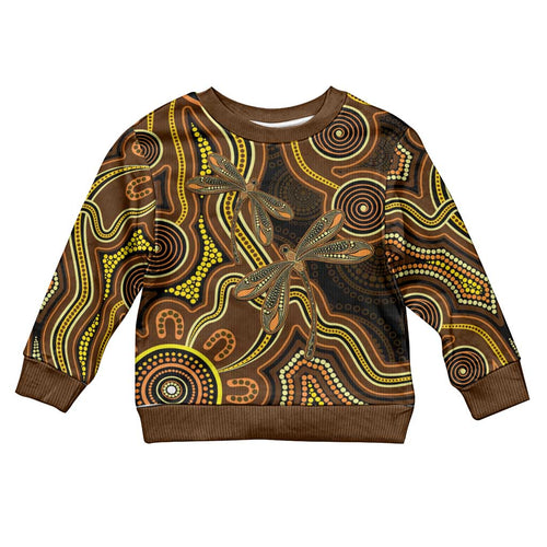 Orange Indigenous Dragonfly Australia Kid Ugly Christmas Sweater Aboriginal Art - Aussie Hoodie