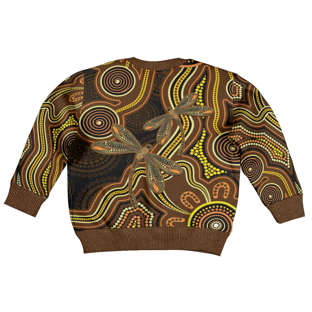 Orange Indigenous Dragonfly Australia Kid Ugly Christmas Sweater Aboriginal Art - Aussie Hoodie